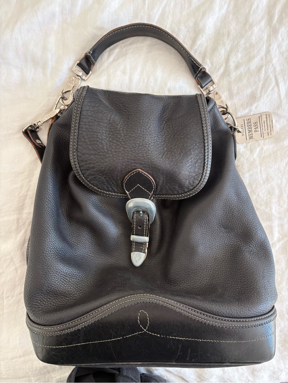 Vintage RUGBY North America Leather Bucket Backpack Bag Black